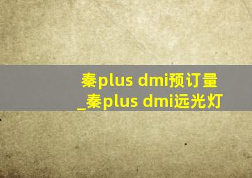 秦plus dmi预订量_秦plus dmi远光灯